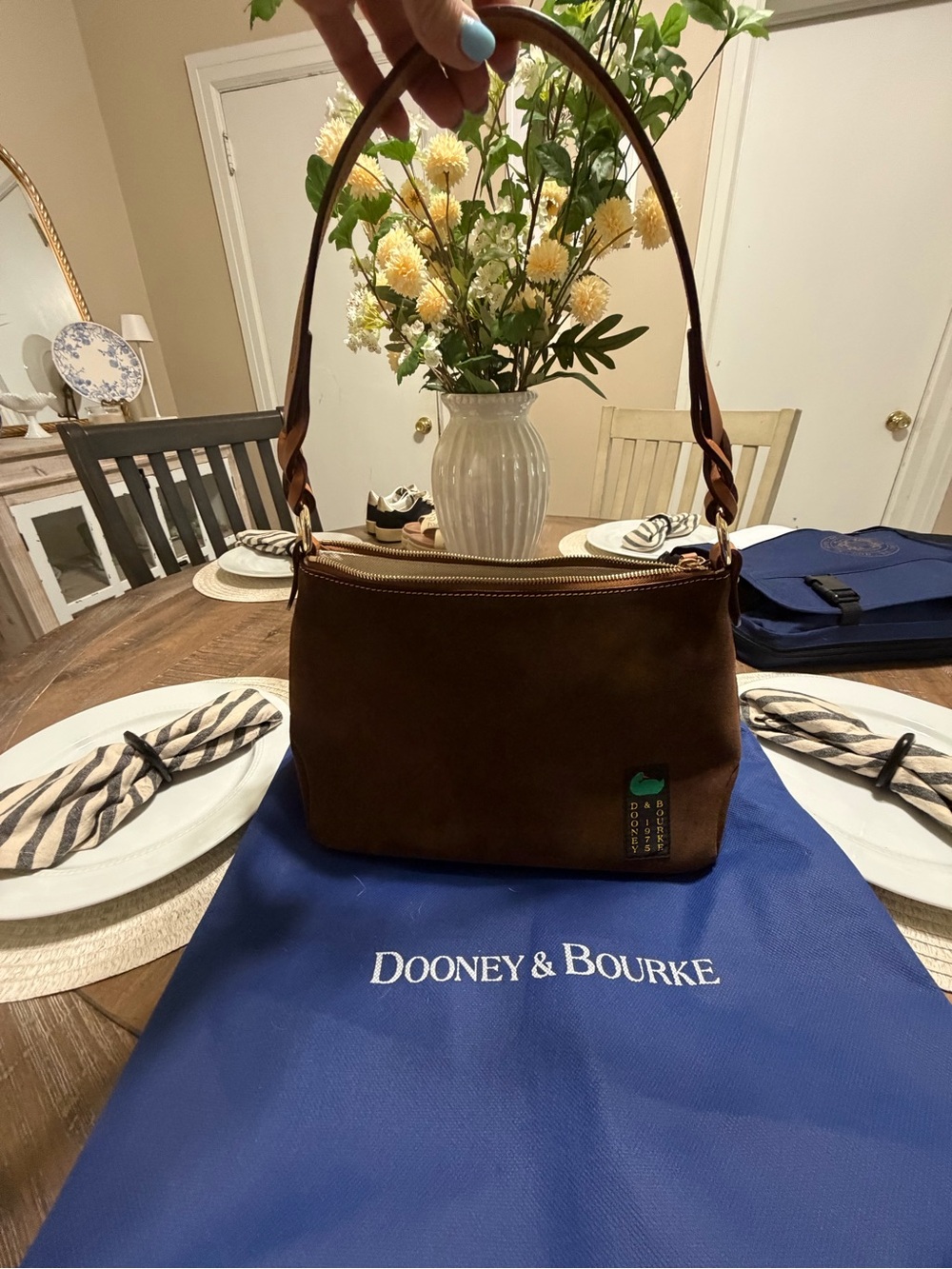 Dooney & Bourke Suede Shoulder Bag in Brown - Picture 2 of 4